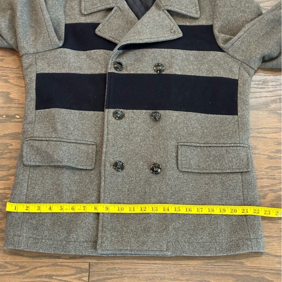 Scotch & Soda Men’s Gray and Navy Wool Peacoat Size XL - Picture 8 of 14